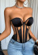 Women's Sexy Mesh Patchwork Boned Waist Corset Strapless Tube Top