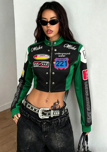 Women's Spring & Autumn Casual Stand Collar Slim Fit Street Style Baseball Jacket