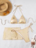 Women's Sexy Low Back Bikini Mini Skirt Three-Piece Set