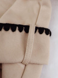 Women's Autumn & Winter Career Elegant Colorblock Contrast Trim Tie Waist Slim Fit Long Coat