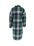 Women's Autumn & Winter Street Green Plaid Turndown Collar Long Shirt Trench Coat