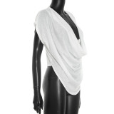 Summer Women's Fashion Career Deep V Cowl Neck Short Sleeve T-Shirt