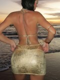 Women's Sexy Low Back Bikini Mini Skirt Three-Piece Set