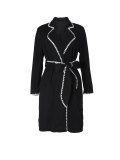 Women's Autumn & Winter Career Elegant Colorblock Contrast Trim Tie Waist Slim Fit Long Coat