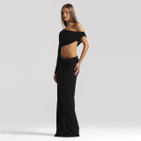 Summer Women's Holidays Sexy Chiffon Patchwork Slash Shoulder Dress