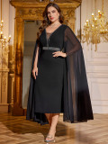 Summer Women's Chic V-Neck Slim Fit Formal Party Evening Dress