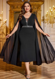 Summer Women's Chic V-Neck Slim Fit Formal Party Evening Dress