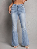 Women Embroidered Denim Bell-Bottom Pants