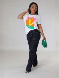 Women White Round-Neck Graphic Short-Sleeve T-Shirt