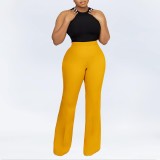 Women Casual Solid Stretchy Wide-Leg Jumpsuit