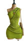Women Summer Strapless Dress with Twisted Ruched Detail