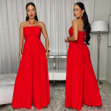 Women Pleated Wide-Leg Jumpsuit