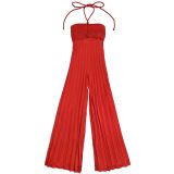Women Pleated Wide-Leg Jumpsuit