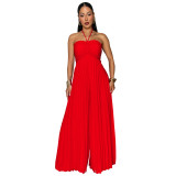 Women Pleated Wide-Leg Jumpsuit