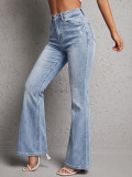 Women Embroidered Denim Bell-Bottom Pants
