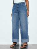 Plus-Size Denim Wide-Leg Pants