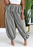 Women's Striped Lace Trim Jogger Pants