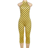 Women Summer Leopard-Print Backless Jumpsuit