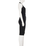 Women Solid Sexy V-Neck Criss-Cross Jumpsuit