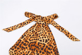 Women Summer Leopard-Print Backless Jumpsuit