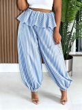 Women's Striped Lace Trim Jogger Pants