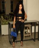 Summer Women's Fashion Solid Cutout Lace-Up Sleeveless High Waist Slim Fit Jumpsuit