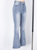 Women Embroidered Denim Bell-Bottom Pants