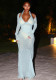 Women Sexy Sheer Ruffle-Edge Halter Long-Sleeve Dress Set