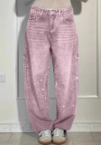 Women Ombré Beaded Casual Denim Pants