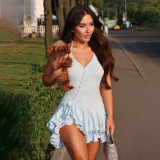 Women Summer Halter-Neck Ruffled Dress