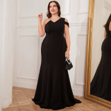 Plus Size Women's Formal Party One-Shoulder Bodycon Mermaid Evening Gown