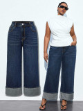 Plus-Size Denim Wide-Leg Pants