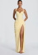 Women Sexy Strapless Formal Party Dress with Ruched Slit Detail