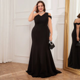 Plus Size Women's Formal Party One-Shoulder Bodycon Mermaid Evening Gown
