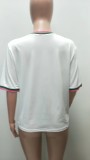 Women White Round-Neck Graphic Short-Sleeve T-Shirt