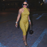 Women Summer Leopard-Print Backless Jumpsuit