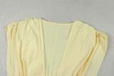 Women's Solid V-Neck Ruched Sleeveless High Slit Slim Waist Long Dress