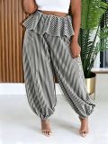 Women's Striped Lace Trim Jogger Pants