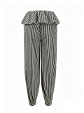 Women's Striped Lace Trim Jogger Pants
