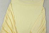 Women's Sexy Solid Lace-Up Ruched Halter Neck Sleeveless Bodycon Mini Dress