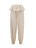 Women's Striped Lace Trim Jogger Pants
