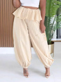 Women's Striped Lace Trim Jogger Pants