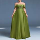 Plus Size Women's Off Shoulder Evening Gown