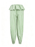 Women's Striped Lace Trim Jogger Pants