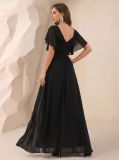 Women Summer V-Neck Sequin & Chiffon Patchwork Dress