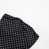 Women Sexy Polka-Dot Strapless Top and Slit Skirt Set