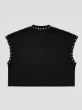 Women Hand-Painted Print & Studded Round-Neck T-Shirt