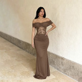 Women Sexy Off-Shoulder Lace Bodycon Dress