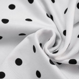 Women Sexy Polka-Dot Halter-Neck Cowl-Neck Backless Lace-Up Top