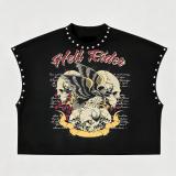 Women Hand-Painted Print & Studded Round-Neck T-Shirt